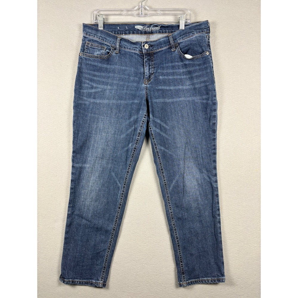 Old Navy The Boyfriend Jeans Medium Wash Stretch Size 12 Regular Blue
